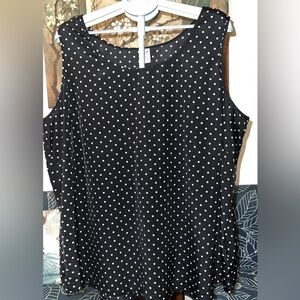 Faded Glory Shirt Tank Black Polka Dot Pullover Sleeveless